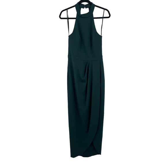 Xscape dress Halter neck crepe gown green size 6 - Picture 2 of 6